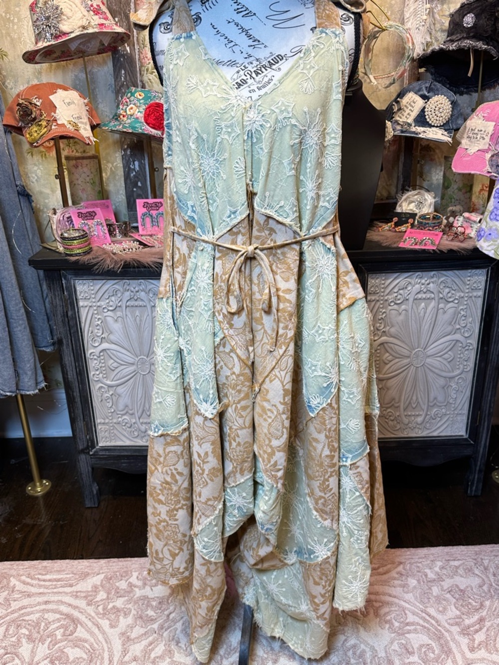 A Rare Bird Damask Hand Embroidered Romper